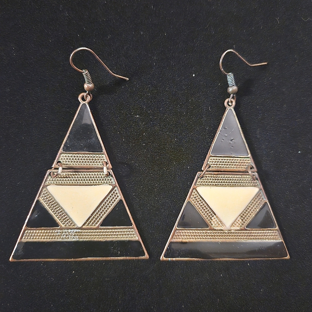 Wild Lotus Egyptian Ethnic Style Enamel Artisan Dangle Earrings
